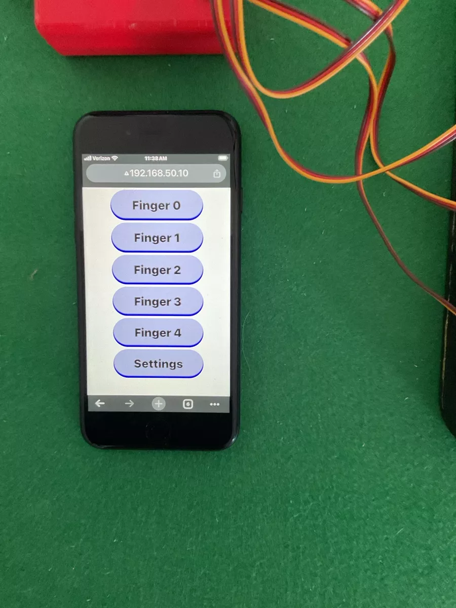 MA3 Claw browser interface showing five independently selectable fingers